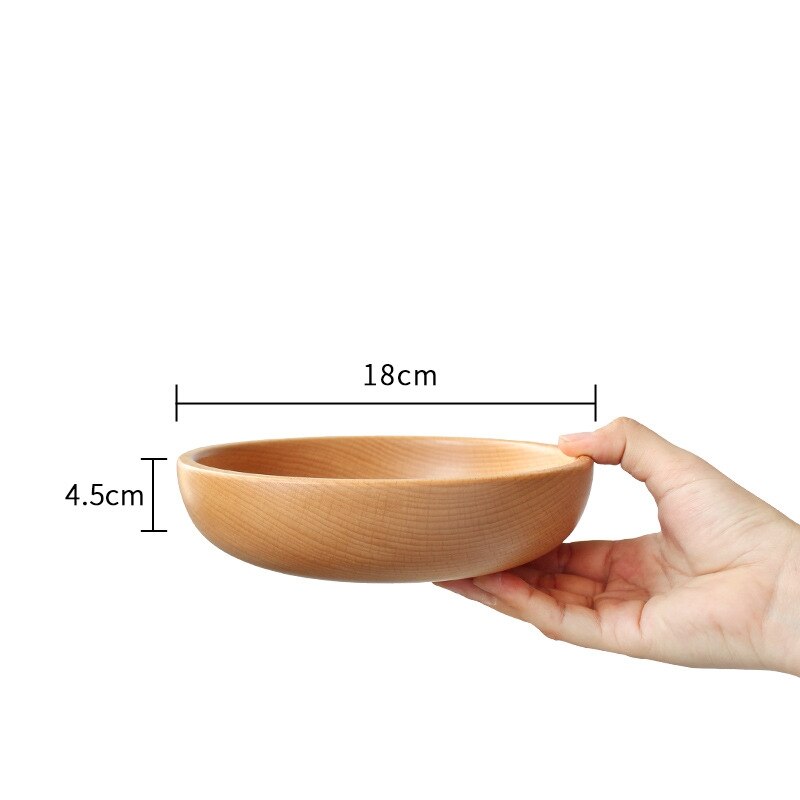 Round Wooden Salad Soup Dining Bowls Plates Storage Home Kitchen Bowl: 18x4.5CM