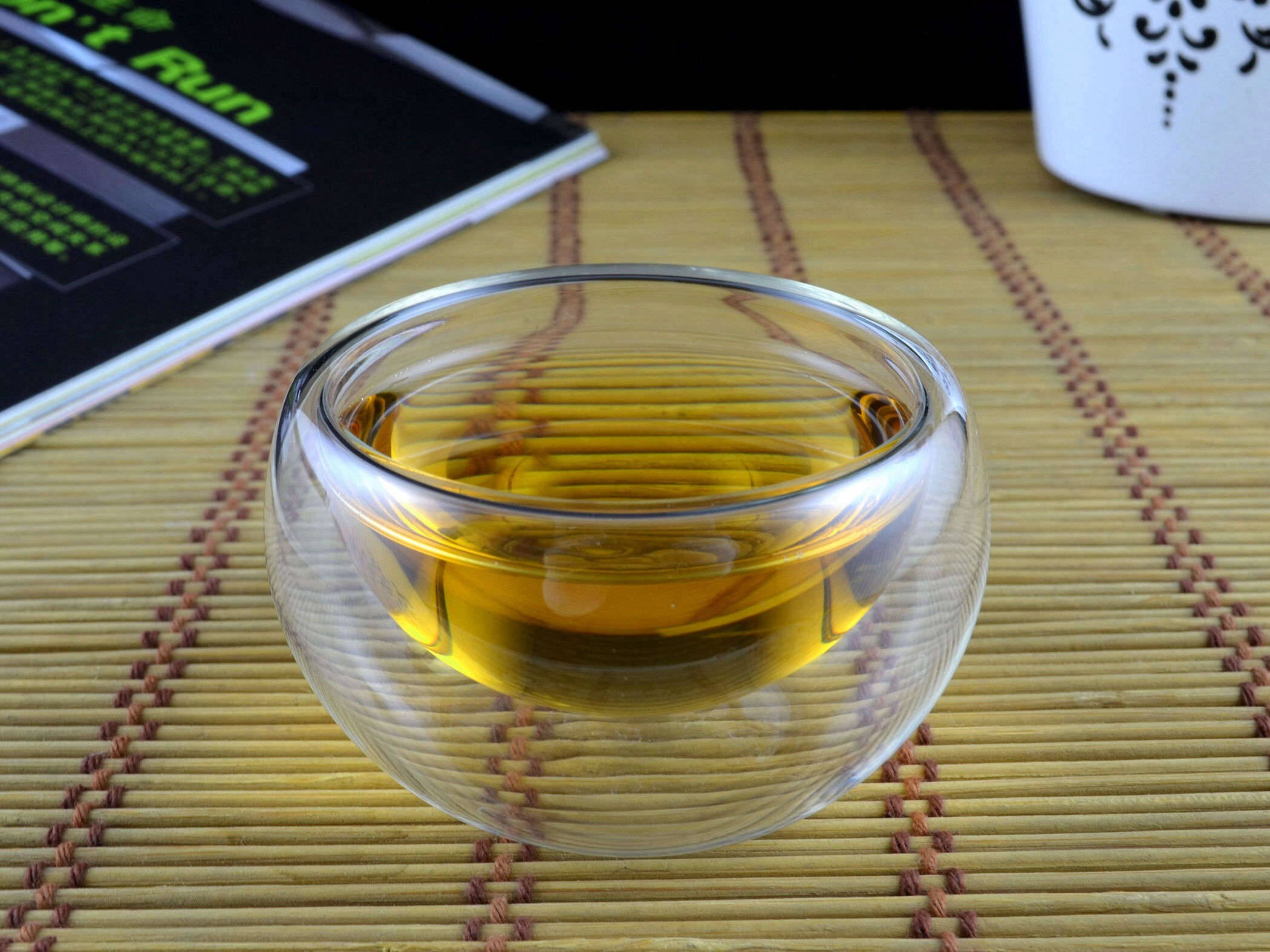 Teapot with Filter Function &amp; 4PC Cute Double Wall Glass Tea Cups Coffee Mugs