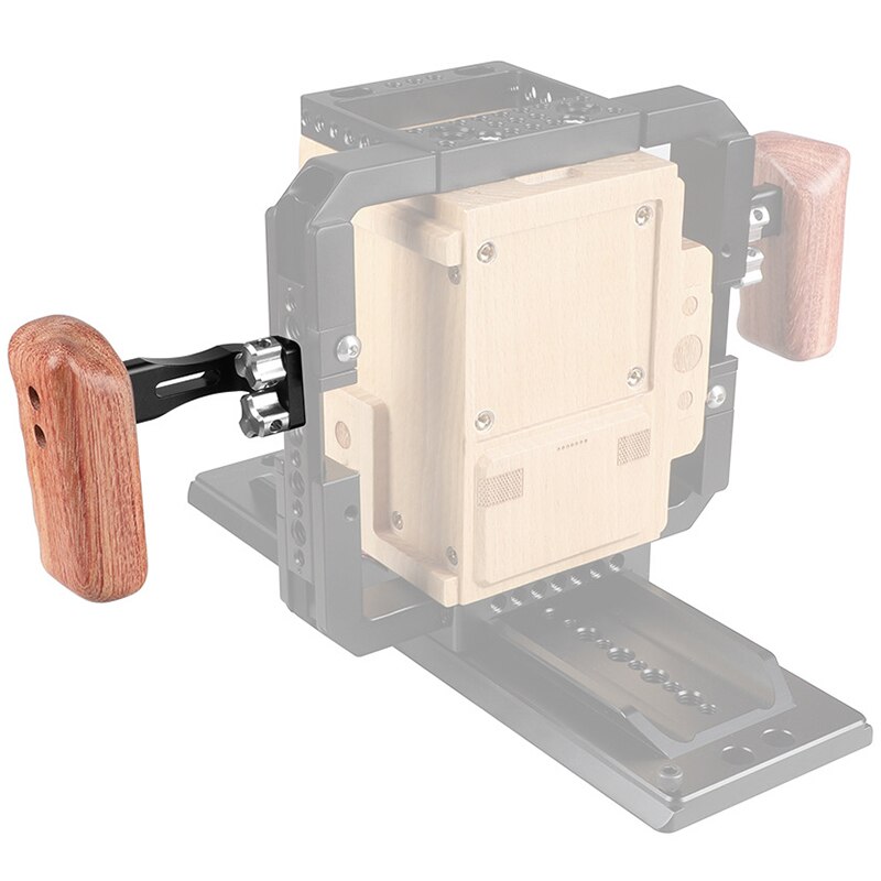 Reversible Wooden Hand Grip Medium Size with 1/4 inch -20 Thumbscrew Knob Right Side for DSLR Camera Cage Rig