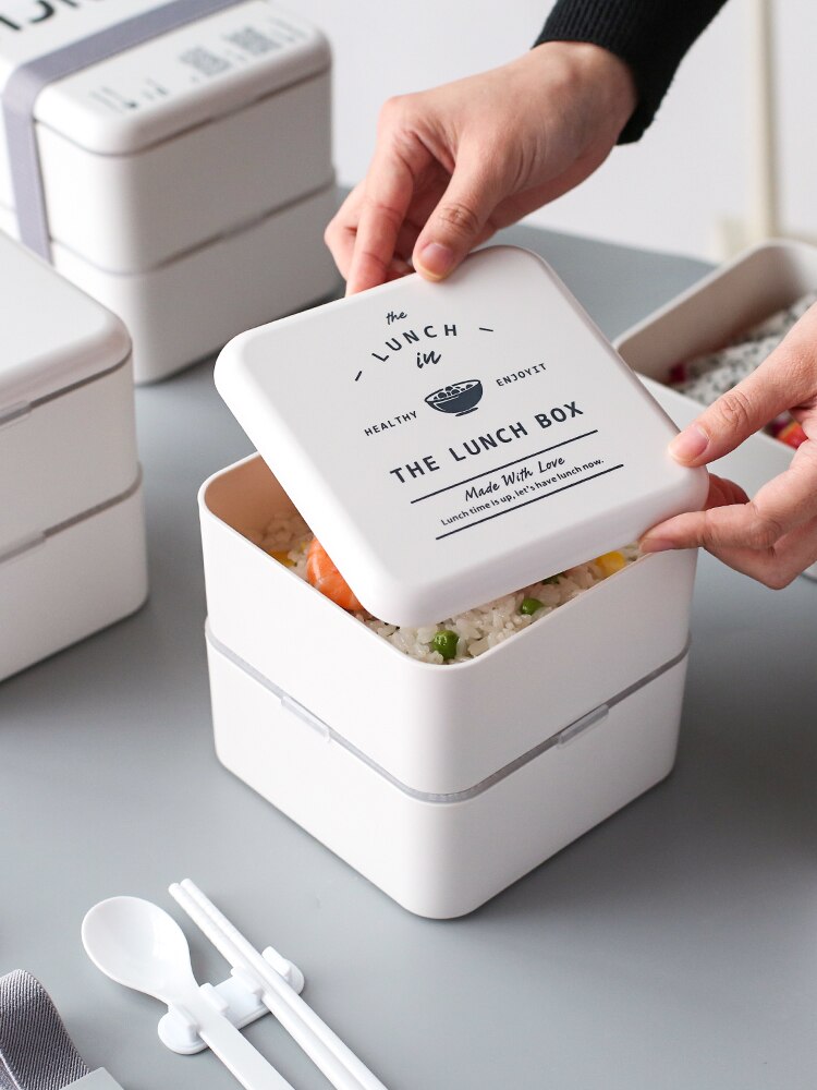 800ml japansk mikrobølgeovn madpakke bærbar børne plastik bento box 2 lag mikroovn spisestel mad opbevaringsbeholder madpakke
