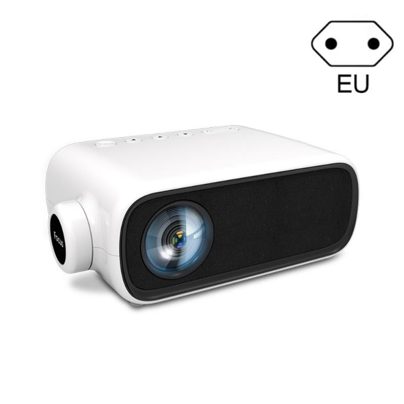 YG280 Full HD 1080P Mini LED Projector 480x272 Pixels Supports USB HDMI AV Audio Portable Projector Home Media Video Player: White EU Plug