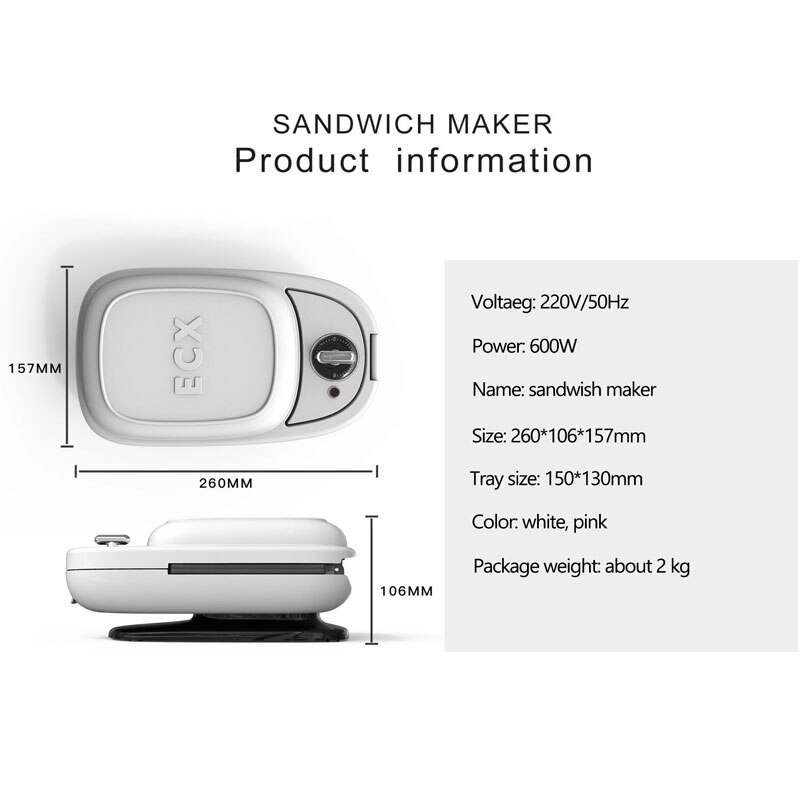 Kbxstart Multi-function Sandwich Maker Home Timer Breakfast Machine Double-sided Heating Non-stick Waffle Machine 220V