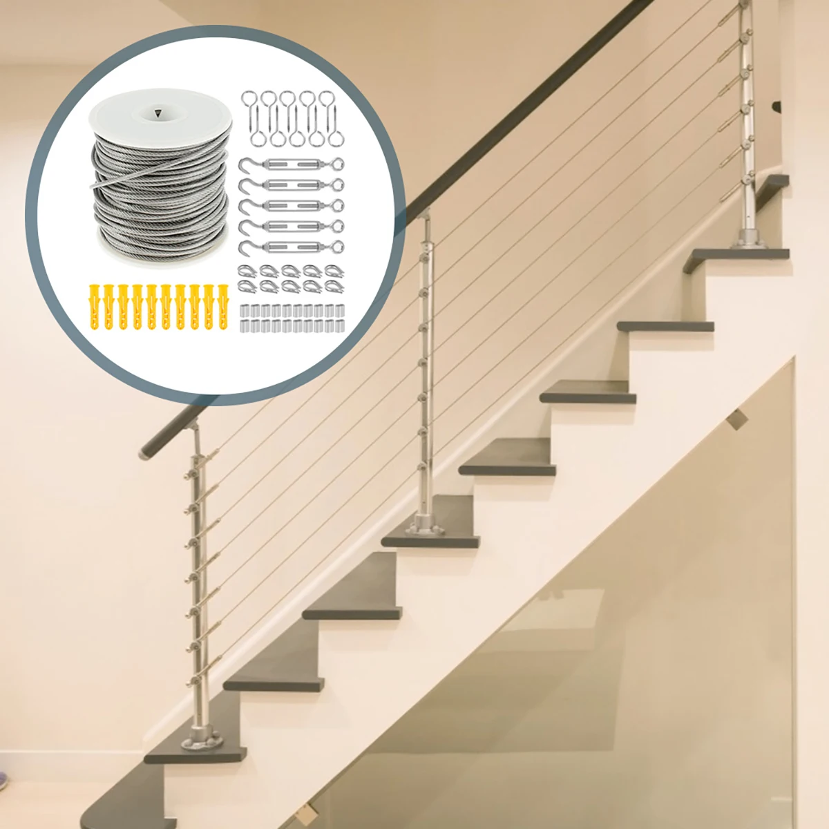 Stainless Steel Wire Rope For Cable Railing Balcony Railing Stair Railing Outdoor Garden Farm Fence Deck Railing System 15/30m