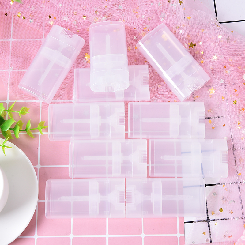 10 Stks/partij Draagbare Deodorant Containers Clear Witte Lippenstift Lip Buis Plastic Lege Diy Ovale Lippenbalsem Buizen: Transparent