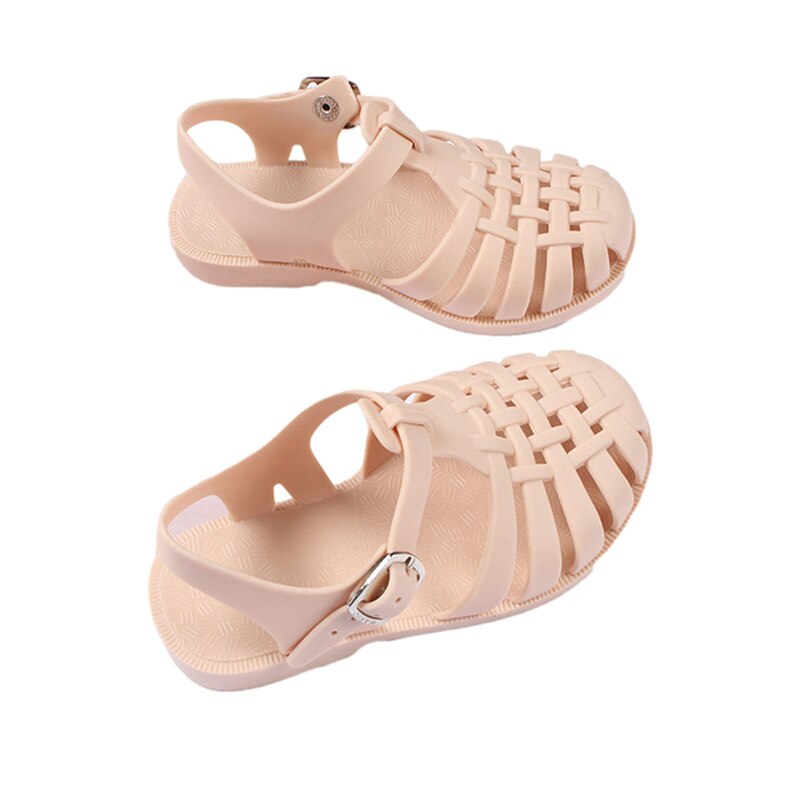 Blotona-Sandalias planas de para niños y niñas, zapatos de verano de Color sólido para caminar, calzado de playa: Rosa / 25