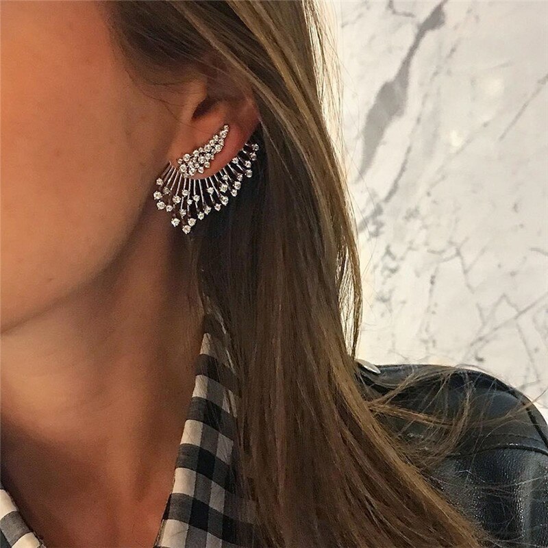 1Pc Vleugels Stud Oorbellen Voor Schoonheid Vrouwen Punk Goud-Kleur Oorbellen Eenvoudig Mode-sieraden Elegante