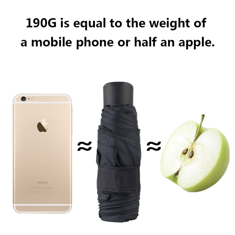 Miniparaguas de bolsillo superligero para hombre y mujer, sombrilla plegable de 190g con 5 pliegues, ideal para de viaje