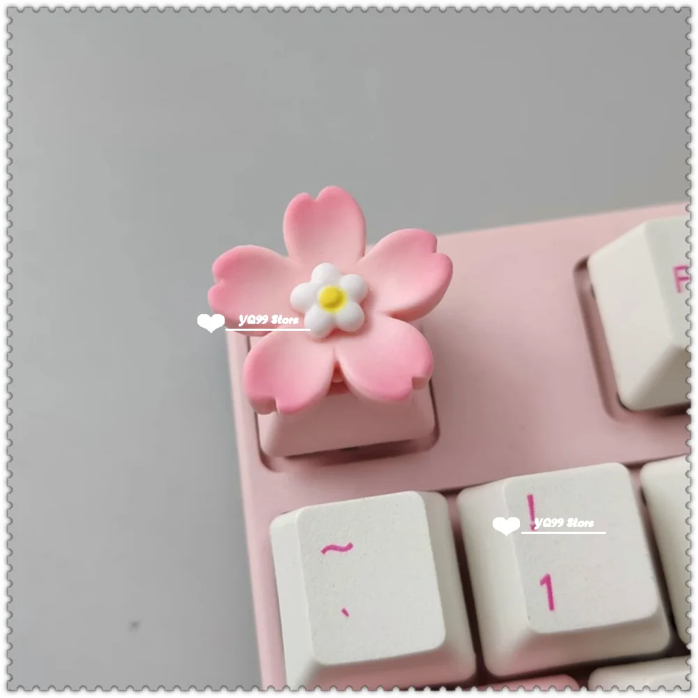 Capuchons de touches de clavier faits à la main, dessin animé, joli pour fille, rose, OEM ESC, pour jeu, clavier mécanique, personnalité artisanale