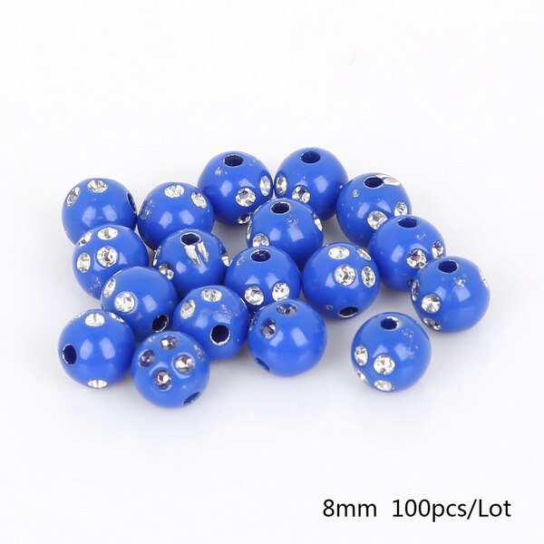 100 piece/lot 8mm Multi Colors Shiny Acrylic Round Beads For DIY Bracelets &amp; Necklaces Jewelry Makings: Royal Blue