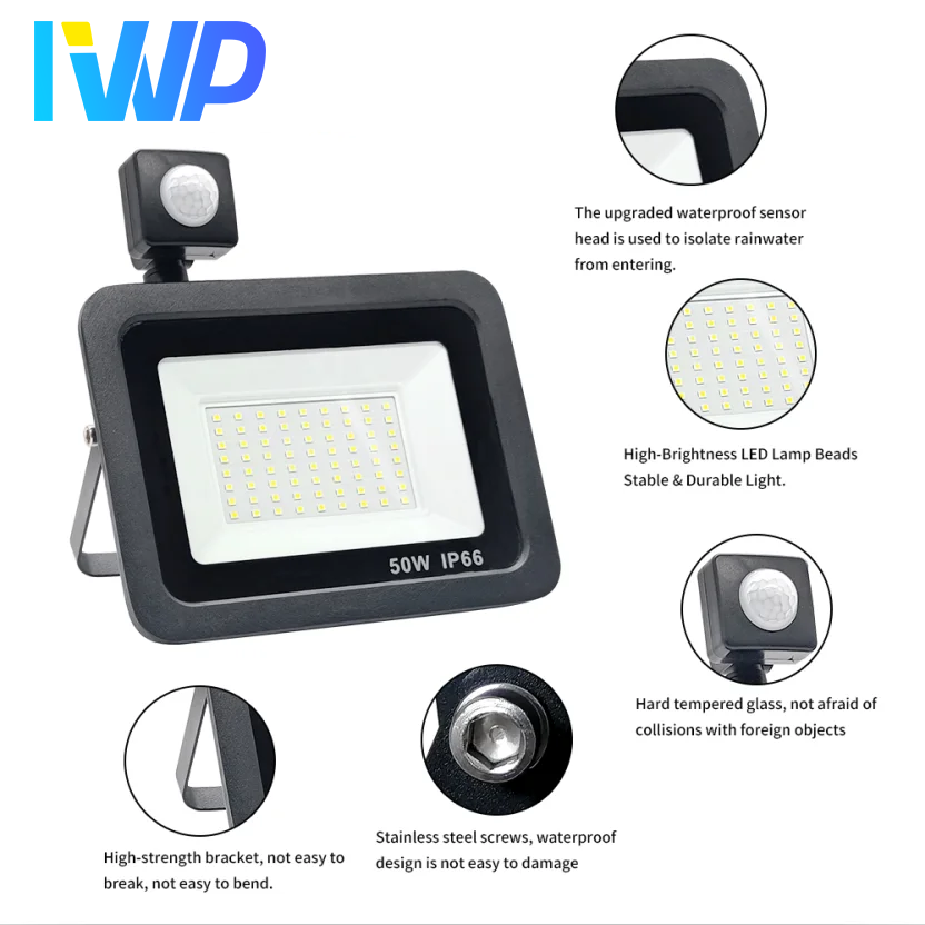 PIR Motion Sensor LED Floodlight AC220V Outdoor IP66 Waterproof Reflector LED Spotlight 10W 20W 30W 50W 100W 150W 200W Wall Lamp
