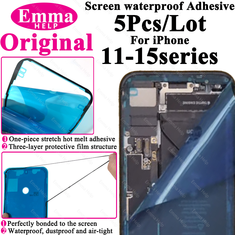 5 uds pegatina impermeable para iPhone 13 12 11 Pro Max 14Plus 3M adhesivo marco de pantalla LCD sello reparación adhesivo accesorios para iphone