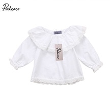 Nuovo Stile Neonato Vestiti Delle Ragazze A Maniche Lunghe In Pizzo Off Spalla Top T-Shirt Abiti Vestiti Del Bambino 0-2 T