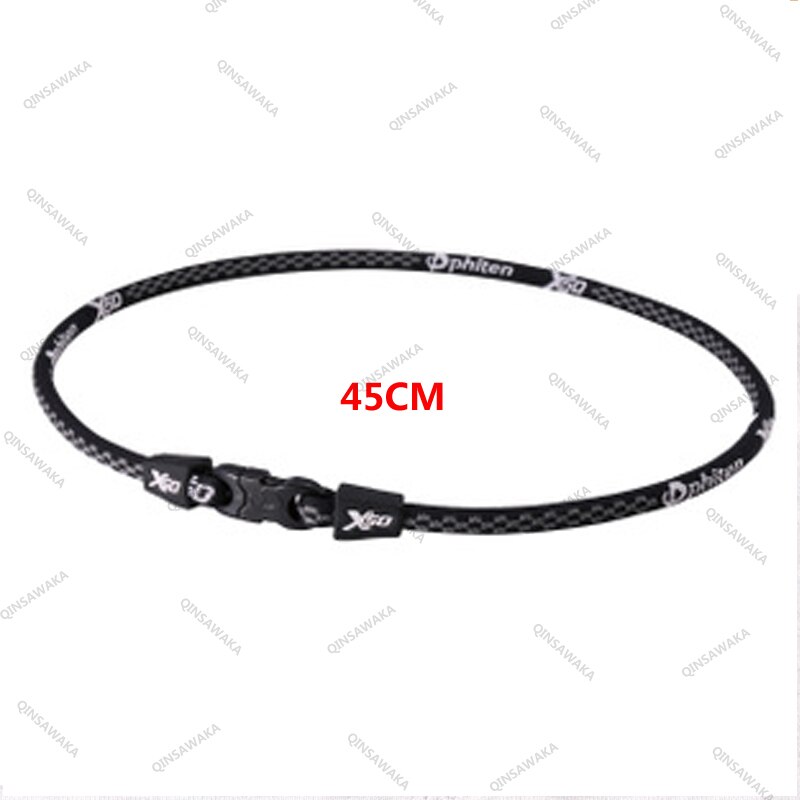 MADE IN JAPAN Phiten Titanium X50Necklaces aqua-titanium reduce fatique alleviate muscle strain tension athletes: X50 45CM BLACK