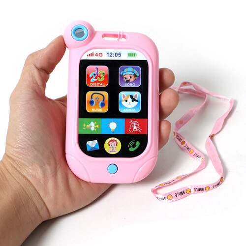 Russian/english language Numbers Word math learning machine baby phone,light&amp;animal sound educational musical phone for children: english-pink