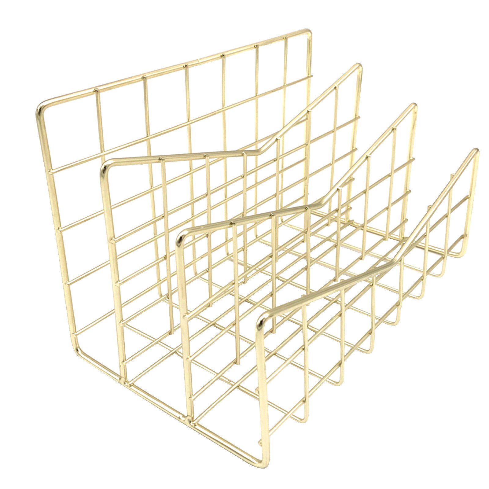 Letter Holder Metal Mesh Desk Organizer Desktop Letter Sorter Mail Tray File Organiser Office Home Bookends Book Holder Business: Golden