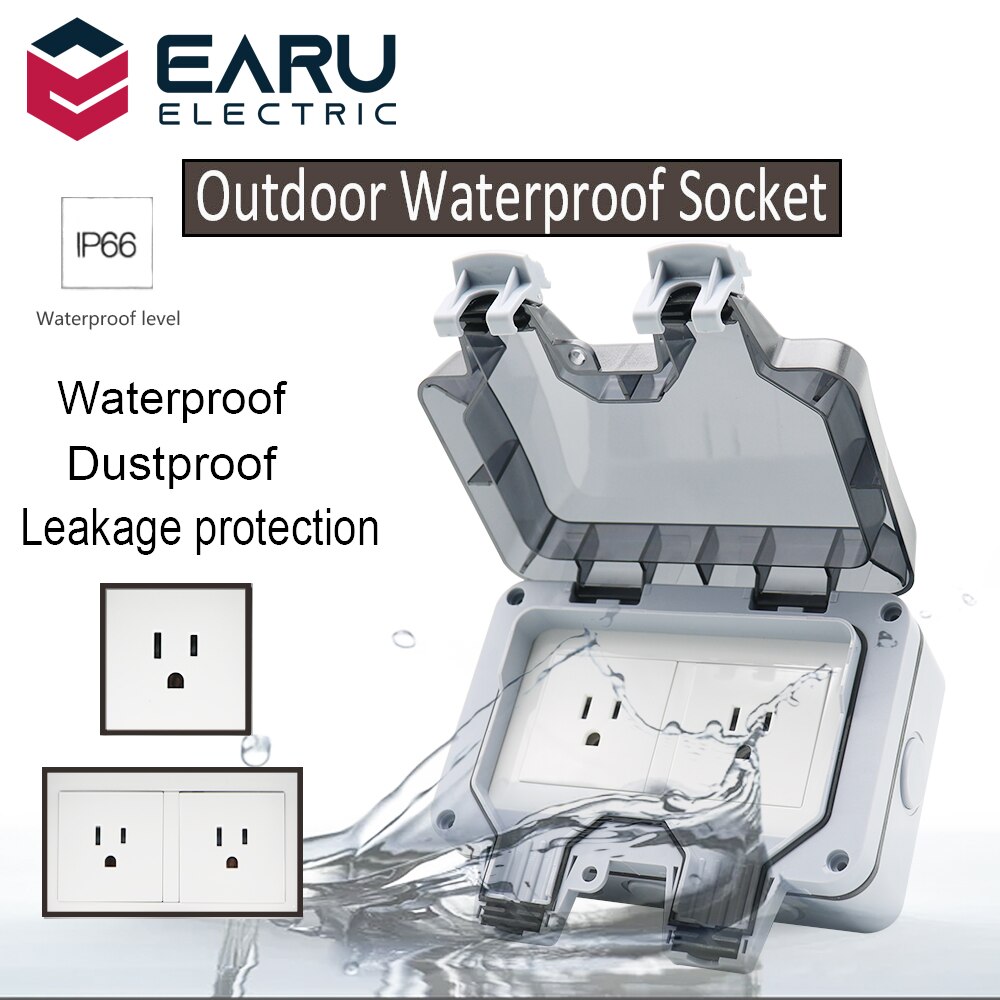 1pc Americ US Standard IP66 15A AC250V Weatherproof Waterproof Outdoor Wall Power Socket Box Electrical Outlet for Charging Pile