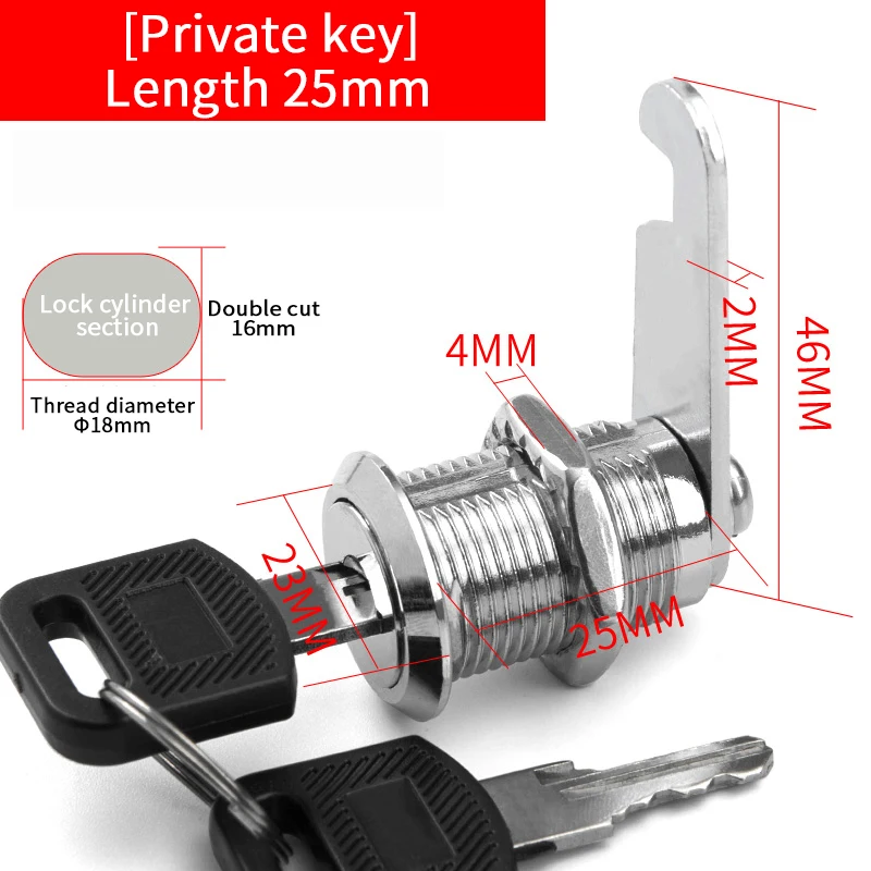 Juego de llaves rotativas de Metal, botón de bloqueo, cilindro de enclavamiento, armario, casillero de seguridad, 16mm, 20mm, 25mm, 30mm, 35mm, 5/100 juegos