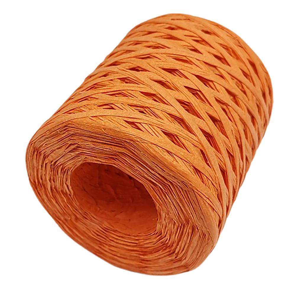 1 Roll Useful Exquisite Lightweight Paper Ribbon Paper Yarn Baking Packaging Belt Rope for Raffia Straw Paper: Orange2