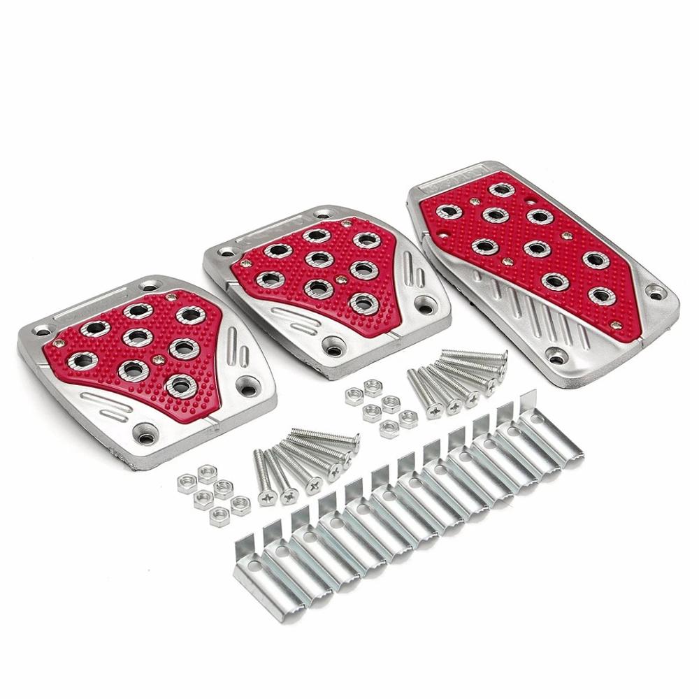 Universal bil halkfri manuell växellåda gas koppling broms fot pedal pad lock #c: Röd