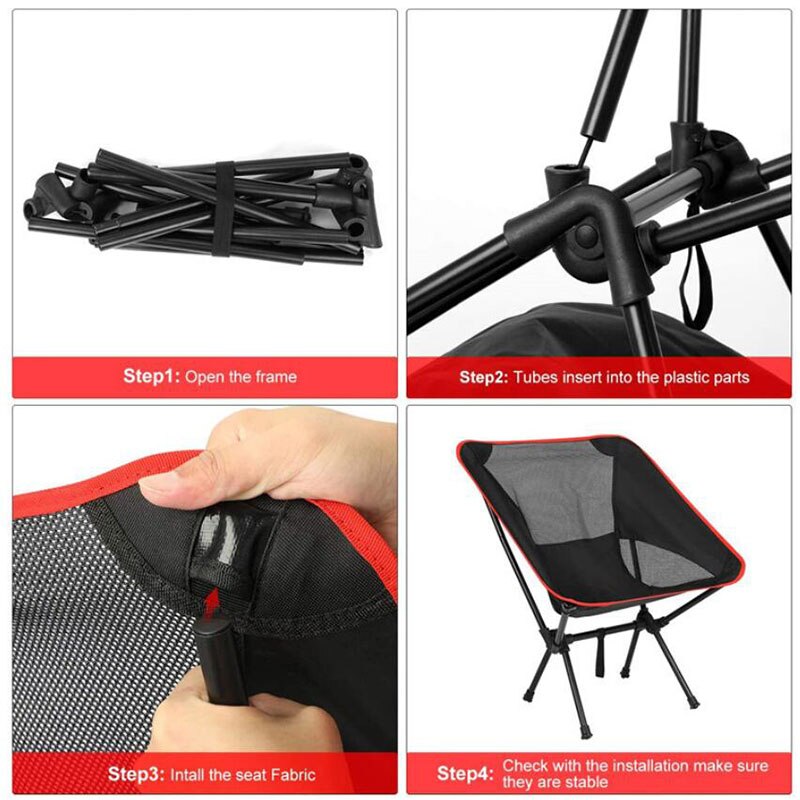 Chaise pliante de Camping Portable Ultra légère, sac de rangement pliable pour Camping en plein air randonnée