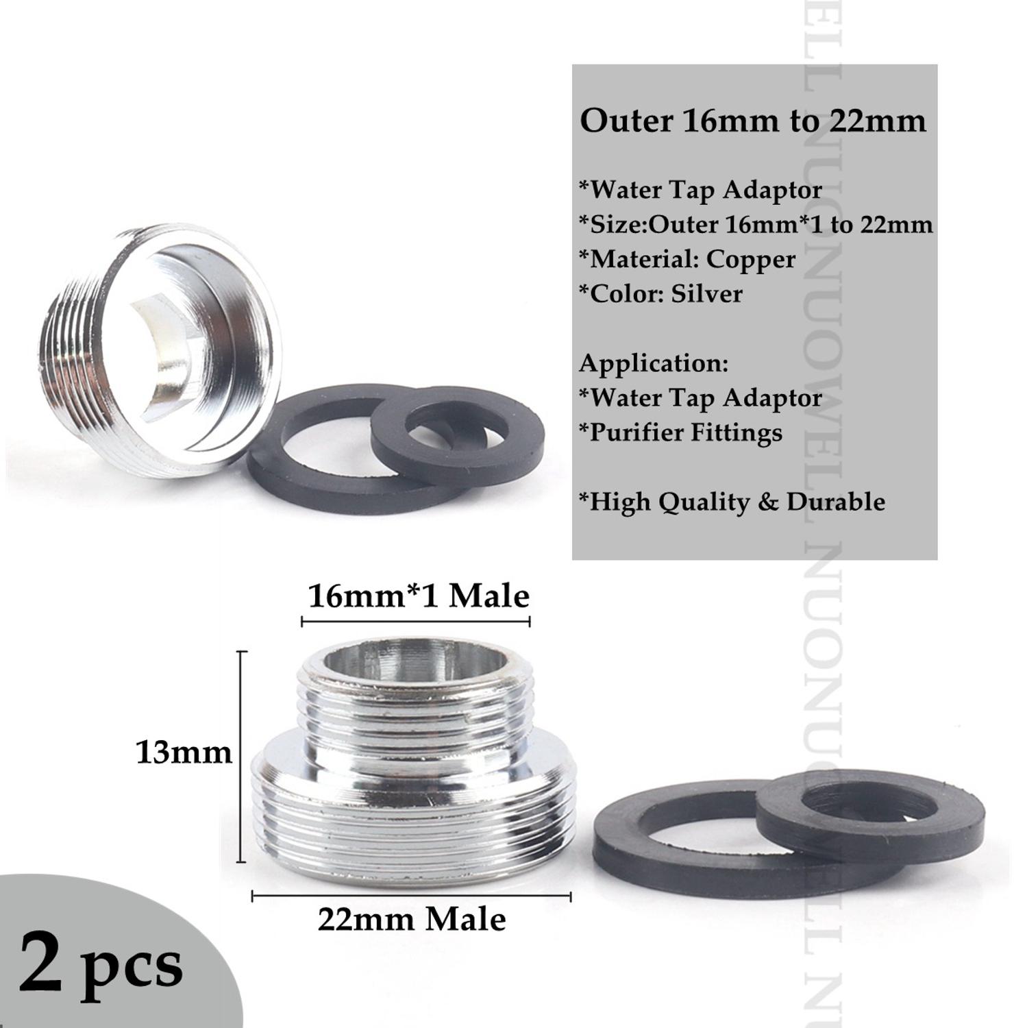 2pcs M22 Copper Kitchen Faucet Aerator Water Tap Adaptor Purifier Fittings Replacement Accessories Male Female Pipe Fittings: M16x1-M22