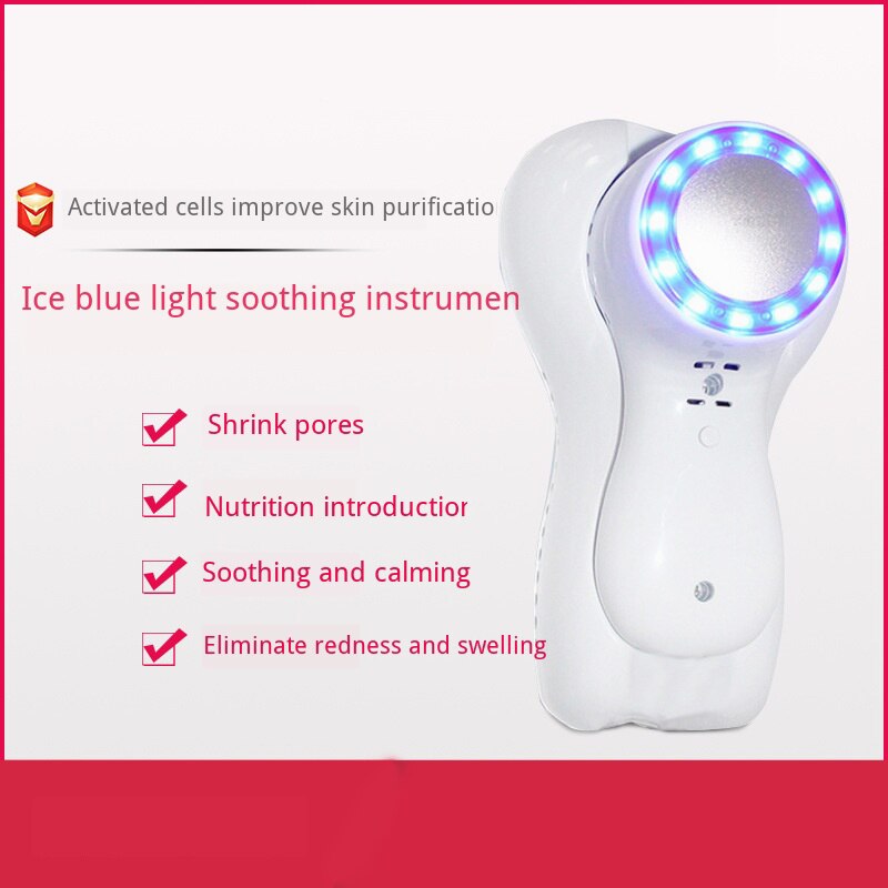 Multifunctioneel ultrasoon koud led blauw licht schoonheidsapparaat facelift vibratie massager huidverzorging lichaamsverzorgingsinstrument