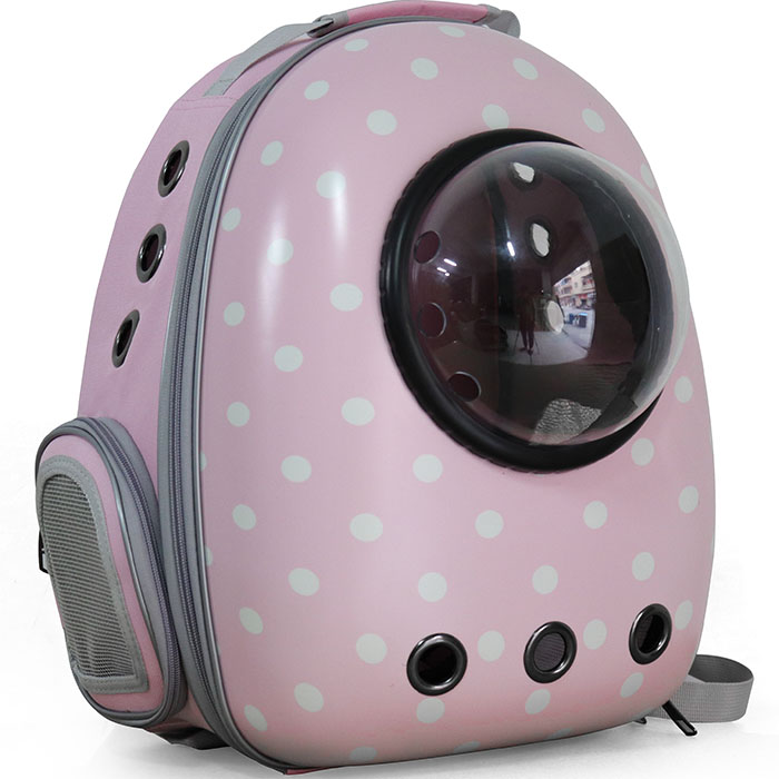 Letvægts forbrugsboble astronaut åndbar taske lille kapsel kæledyr rejse hund rygsæk bærer til kat hund: Prik pink (lyserød bagside)