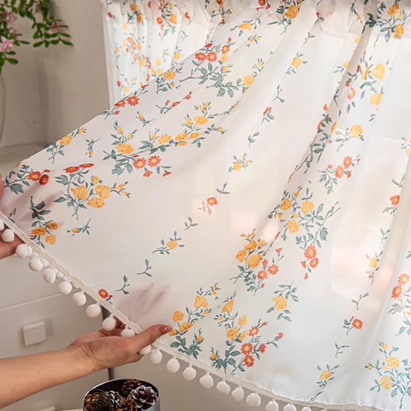 Half curtain,short window curtain with floral patterns to cover up ugliness,rustic style door curtain,window decorative curtains: See below for size descriptions
