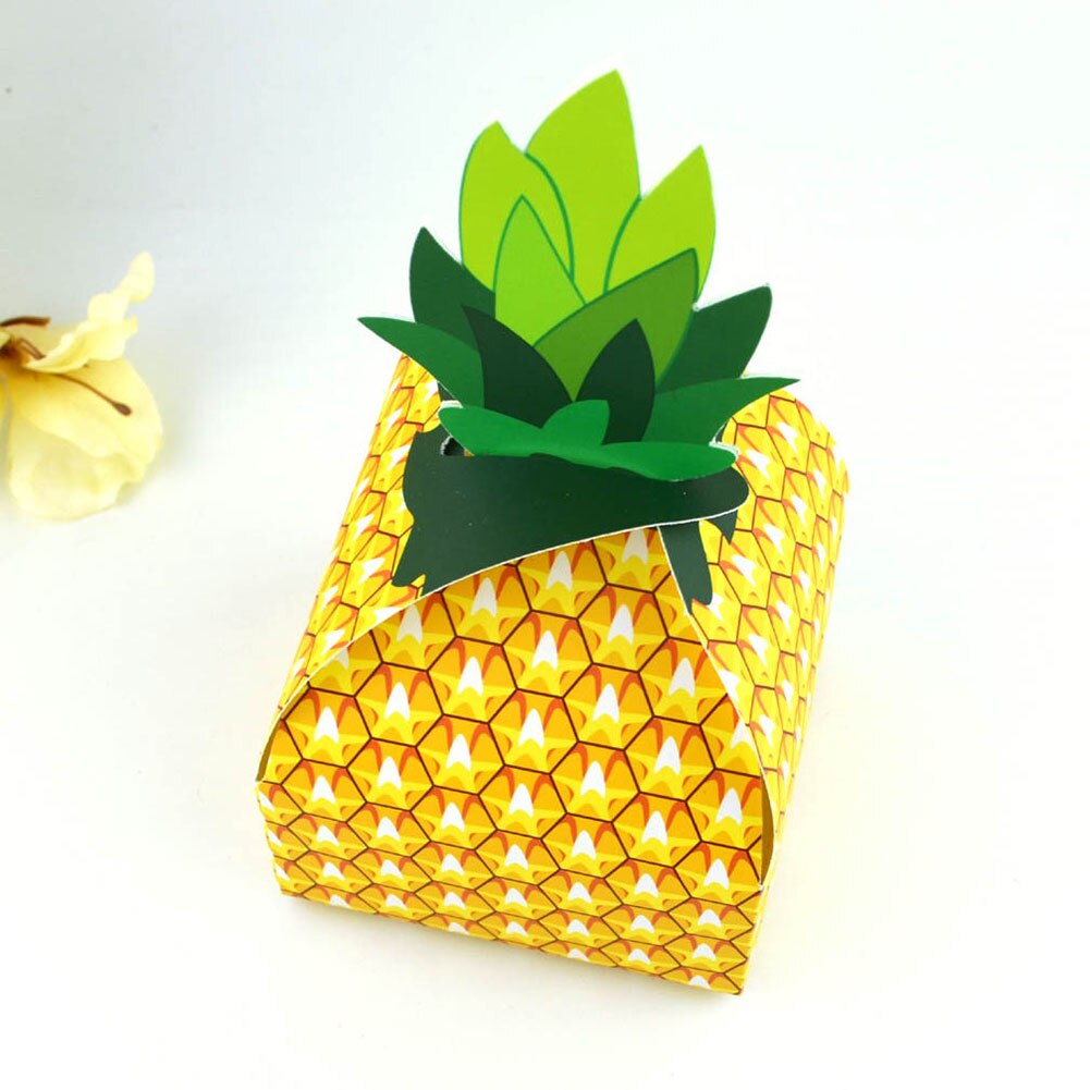 Caja de para manualidades, bolsa de dulces, piña de papel hawaiana, recuerdos de boda y cumpleaños, decoración de , 12 unids/paquete