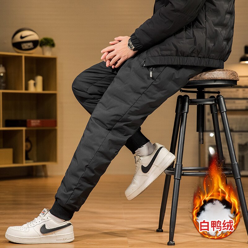 Pantalones informales de encaje para Hombre Ropa joven acolchada elástica, a la , para invierno,