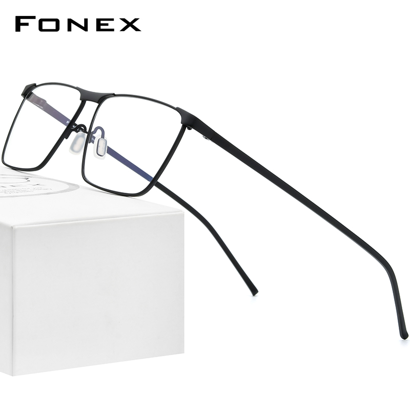 FONEX Reines Titan Brille Rahmen Männer Rezept Brillen für Männer Platz Brillen Myopie Optische Rahmen Brillen 8526: matt Schwarz