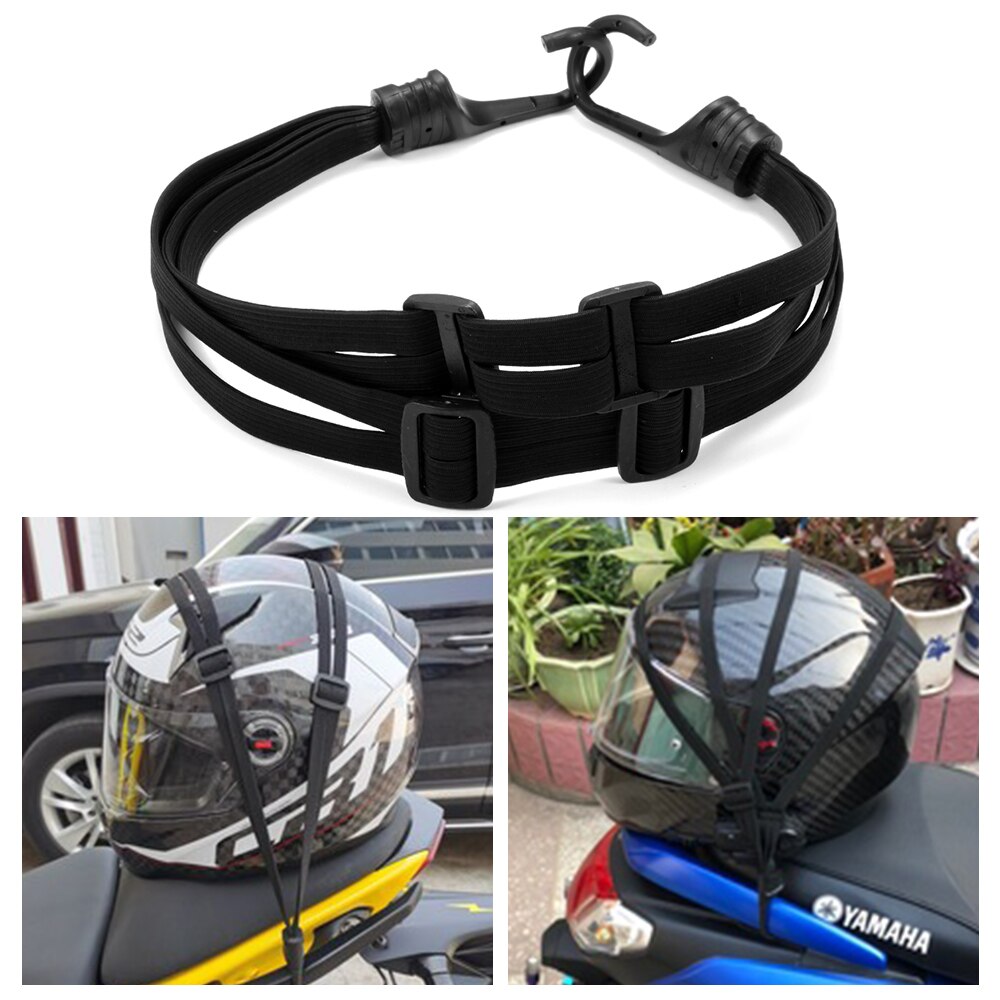 Correa de cuerda elástica para equipaje de casco retráctil de fuerza útil, correas de transporte para motocicleta con 2 ganchos, accesorio para motocicletas, 1 ud.