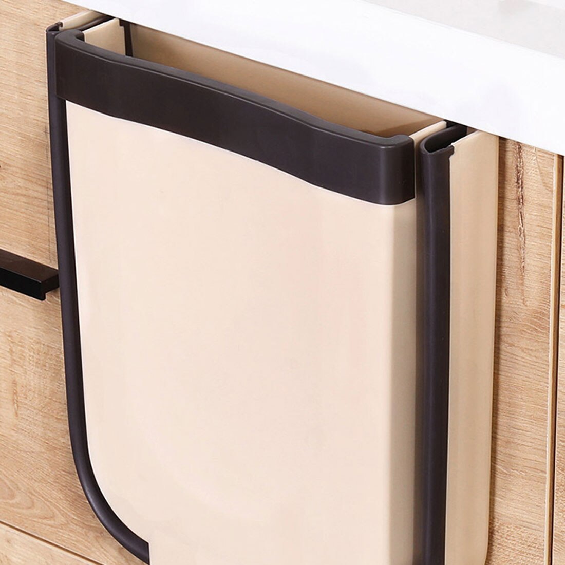 Foldable Kitchen Hanging Trash Can Folding Waste Storage Waste Bin Wall Mounted Trashcan Portable Trash for Bathroom Toilet