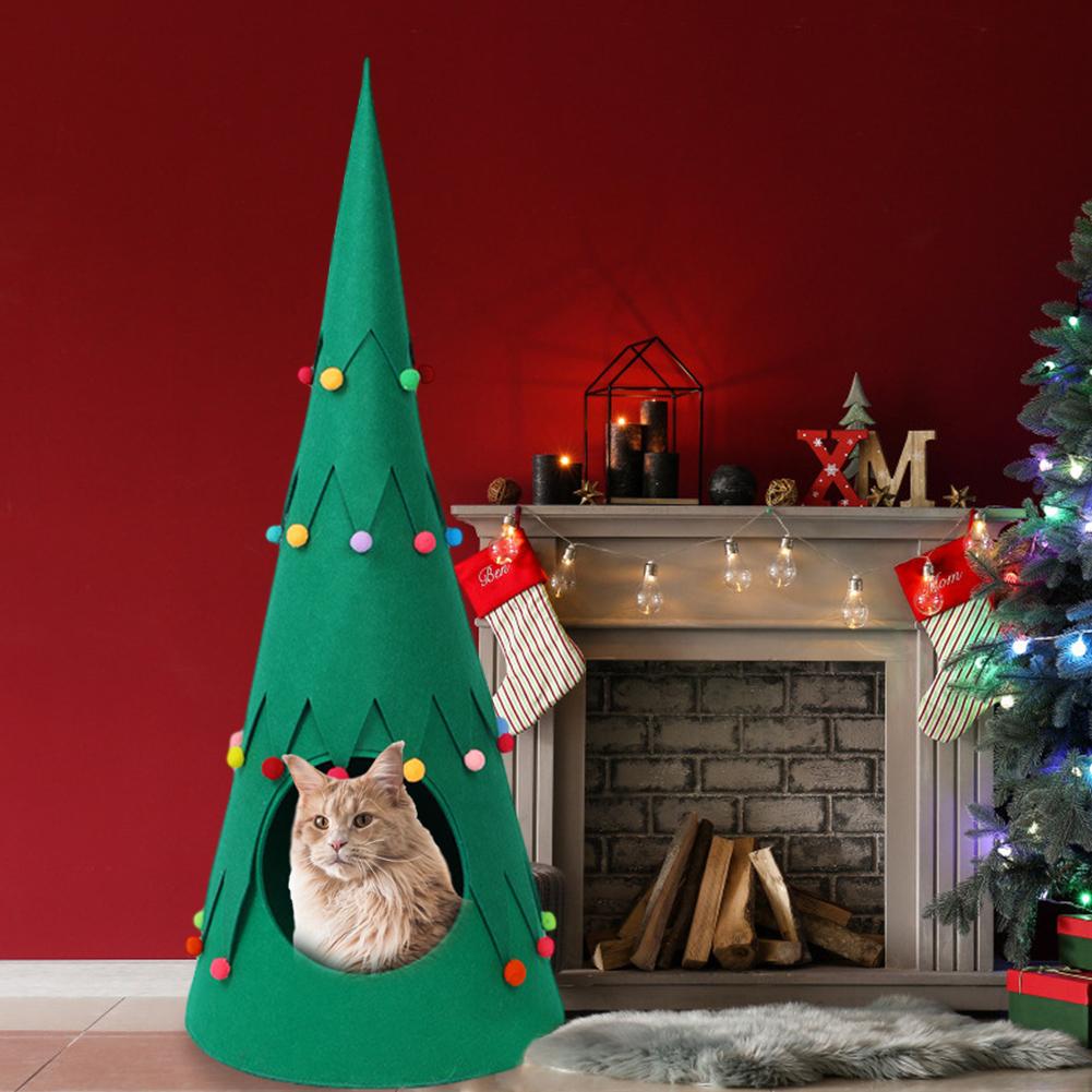 Huisdier Kat Hond Huis Kerstboom Vorm Kat Nest Warm Slapen Bed Huisdier Teepee Voor Home Decor