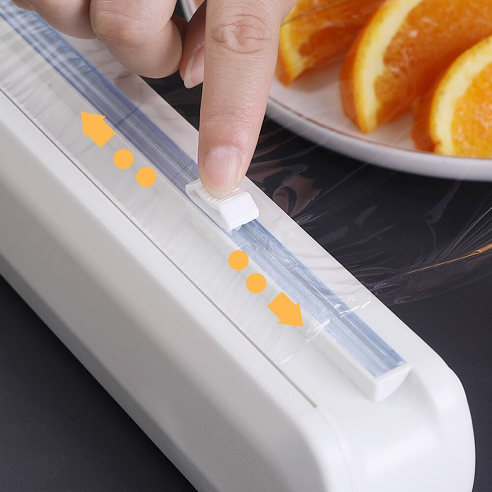 Lebensmittel wickeln Spender Haftenden Film Cutter Saugnapf Küche Liefert Haftenden Papier Alufolie Teiler Kasten Folie Kasten Lagerung Haftenden Halfter