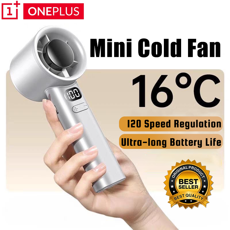 Oneplus handhållen minifläkt bärbar med 120 vindhastigheter, usb-laddningsbar, bladlösa personliga höghastighetsfläktar med ljudavstängning och digital display