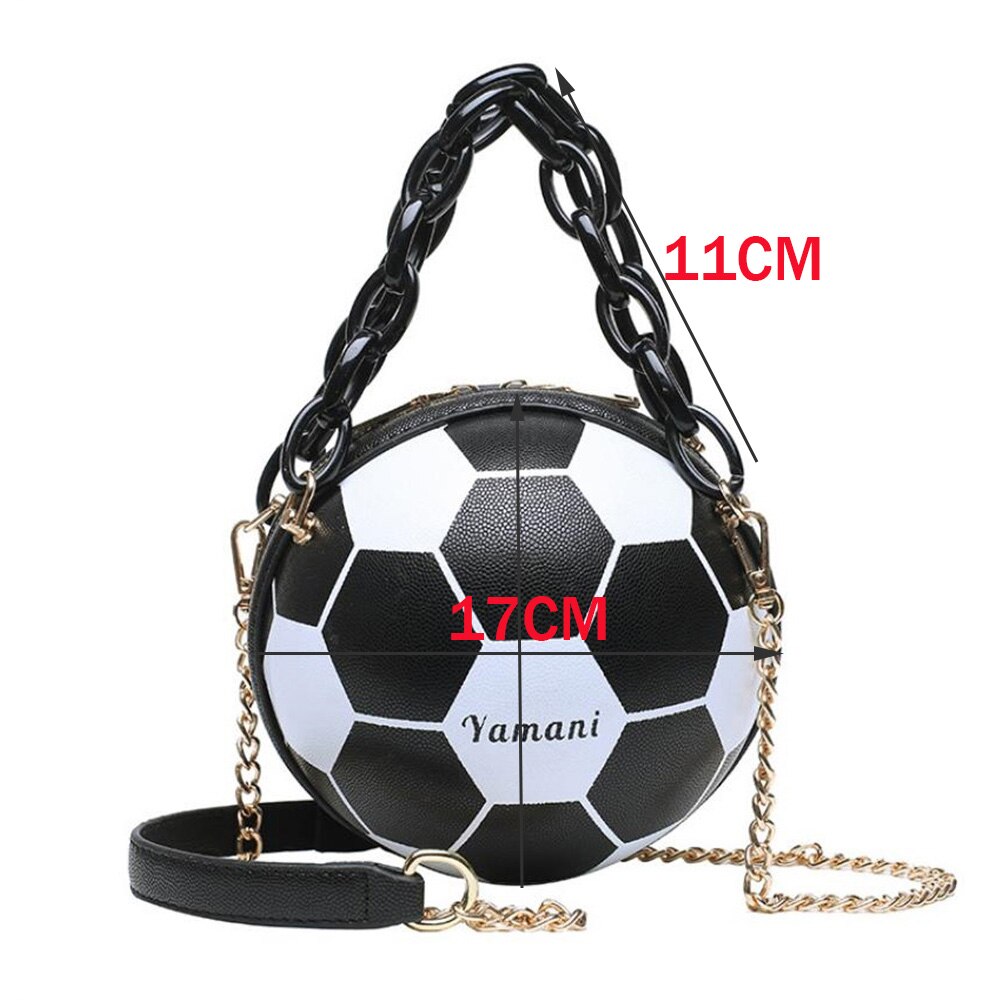 Round Handbags PU Leather Teenagers Women Zipper Shoulder Bag Football Basketball Shape Funny Messenger Bag