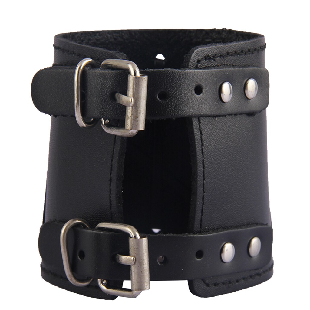 Punk Rock Gothic Wide Bracers PU Leather Arm Guards Gauntlet Cuff Wrist Protector Adjustable Bracers for Men: Black 25x7.4cm Arm