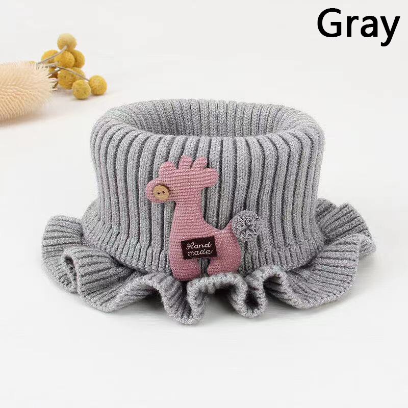 Winter Casual Baby Girls Scarf Children Knitted Neck Warmer Boy Cartoon Warmer Crochet Cowl Collar Kids Outdoor Neckerchief: Gray