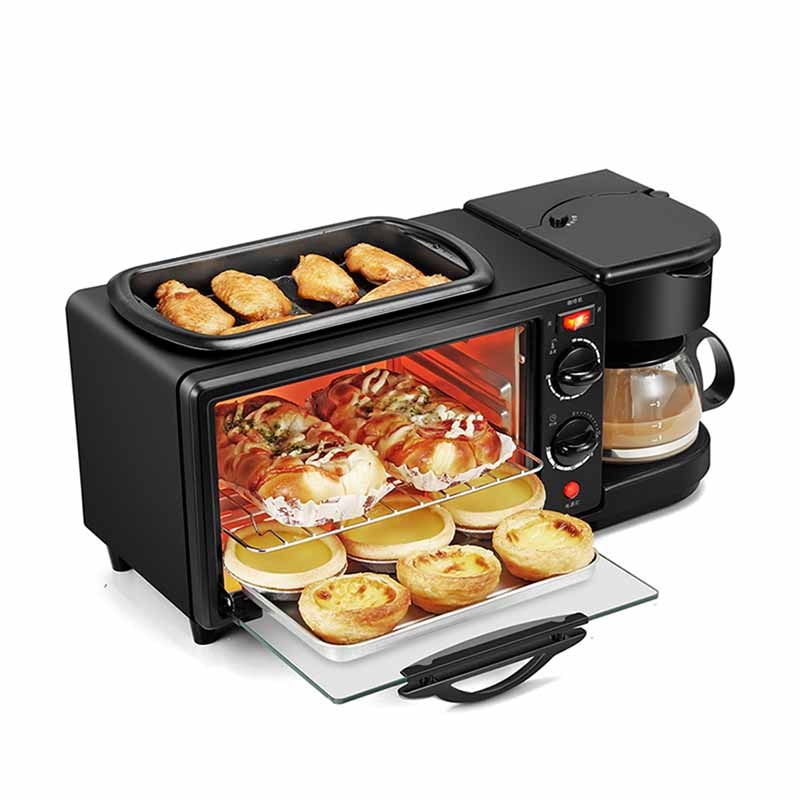 3 in 1 elektrisk frukostmaskin multifunktionell kaffebryggare stekpanna miniugn hushållsbröd pizzaugn stekpanda 398