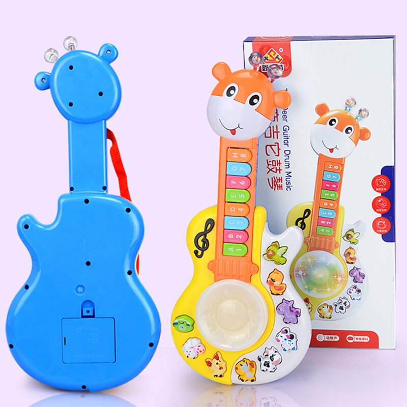 Kinderen Muziekinstrument Speelgoed Baby Elektrische Gitaar Sound & Light Fawn Muziek Speelgoed Cartoon Patroon Kleurrijke Educatief Speelgoed Als