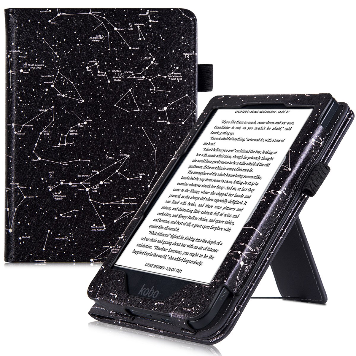 Stand Case for Kobo Clara HD eReader - PU Leather Protective Cover with Hand Strap/Magnetic Closure and Auto Sleep/Wake: Constellation