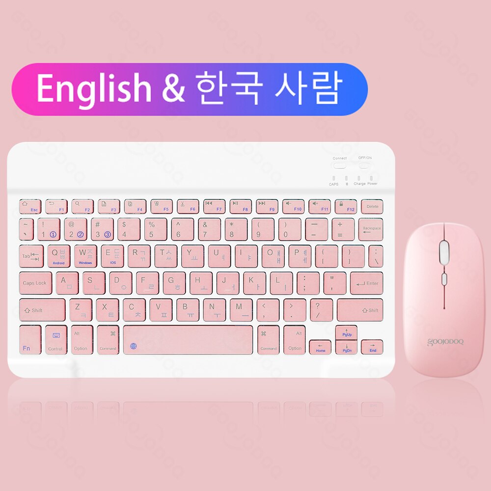 Korean Wireless Keyboard and Mouse Bluetooth Keyboard For iPad Pro 12 Tecaldo Bluetooth For Xiaomi Samsung iPad Keyboards: Korean pink