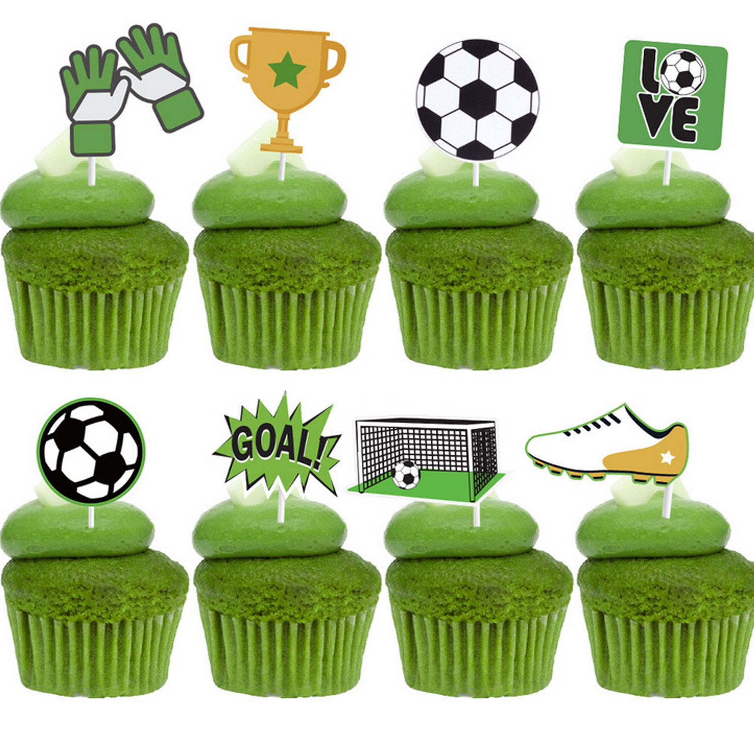 80 stk fodbold tema fest dekoration kit med fødselsdag banner cupcake toppers tallerken kop hængende hvirvel til fødselsdag fest forsyninger