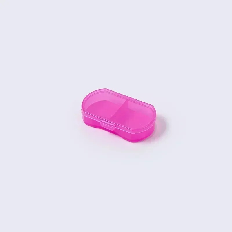 Caja de medicina para pastillas, caja portátil para medicamentos, soporte divisor para tableta, contenedor organizador de almacenamiento, pastillero, Mini dispensador de 2 rejillas, 1 Uds.: Rosa