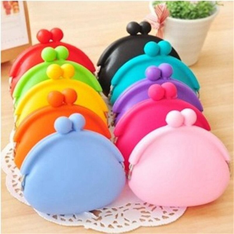 Porte-monnaie rond en Silicone 1 pièce style, coloré, portefeuille, carte pour filles, en caoutchouc, clé de téléphone, pochette de sac grenouille d'été