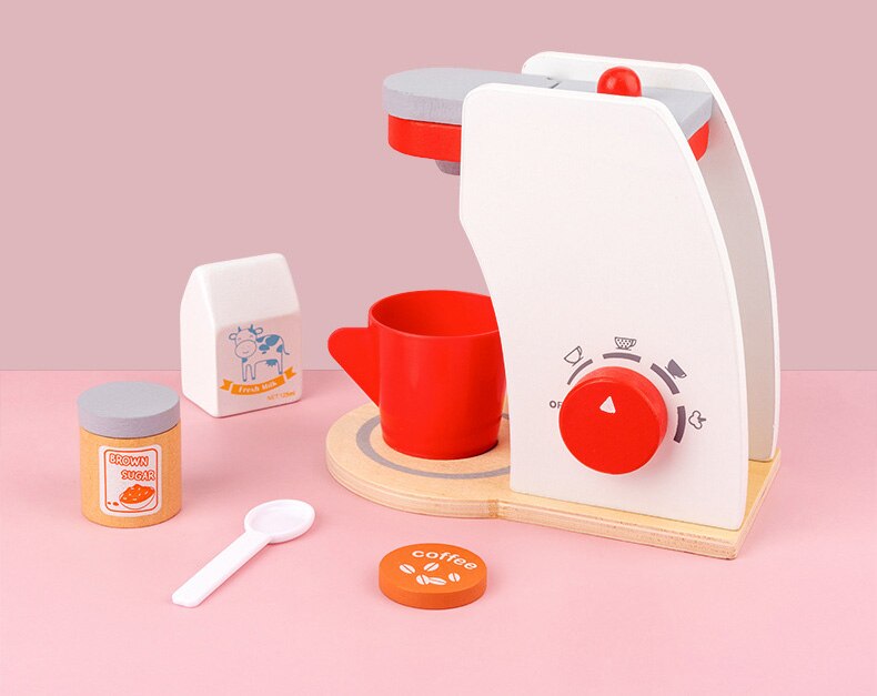 Nowe dziecko drewniane udawaj zagraj zestawy symulacja tostery maszyna robić chleba ekspres robić kawy mikser zestaw robić pieczenia gra mikser kuchnia rola zabawki: C