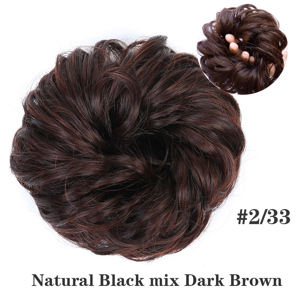 LiangMo Synthetic Hair Bun Extensions Messy Hair Scrunchies Hair Chignon Pieces for Women Hair Donut Updo Ponytail: Black-dark auburn