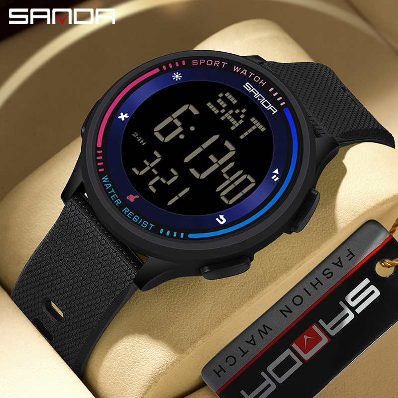 SANDA 6158, Teenager, Studenten, modisch, digitales Uhrwerk, Handuhr, trendig, wasserdicht, draussen-Sportmodus, freundlicher-Armbanduhr