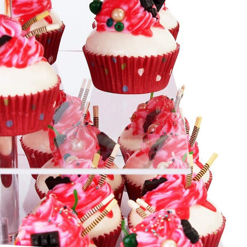 4 Tier Transparent Wedding Party Acrylic Cupcake Display Tree Tower Stand